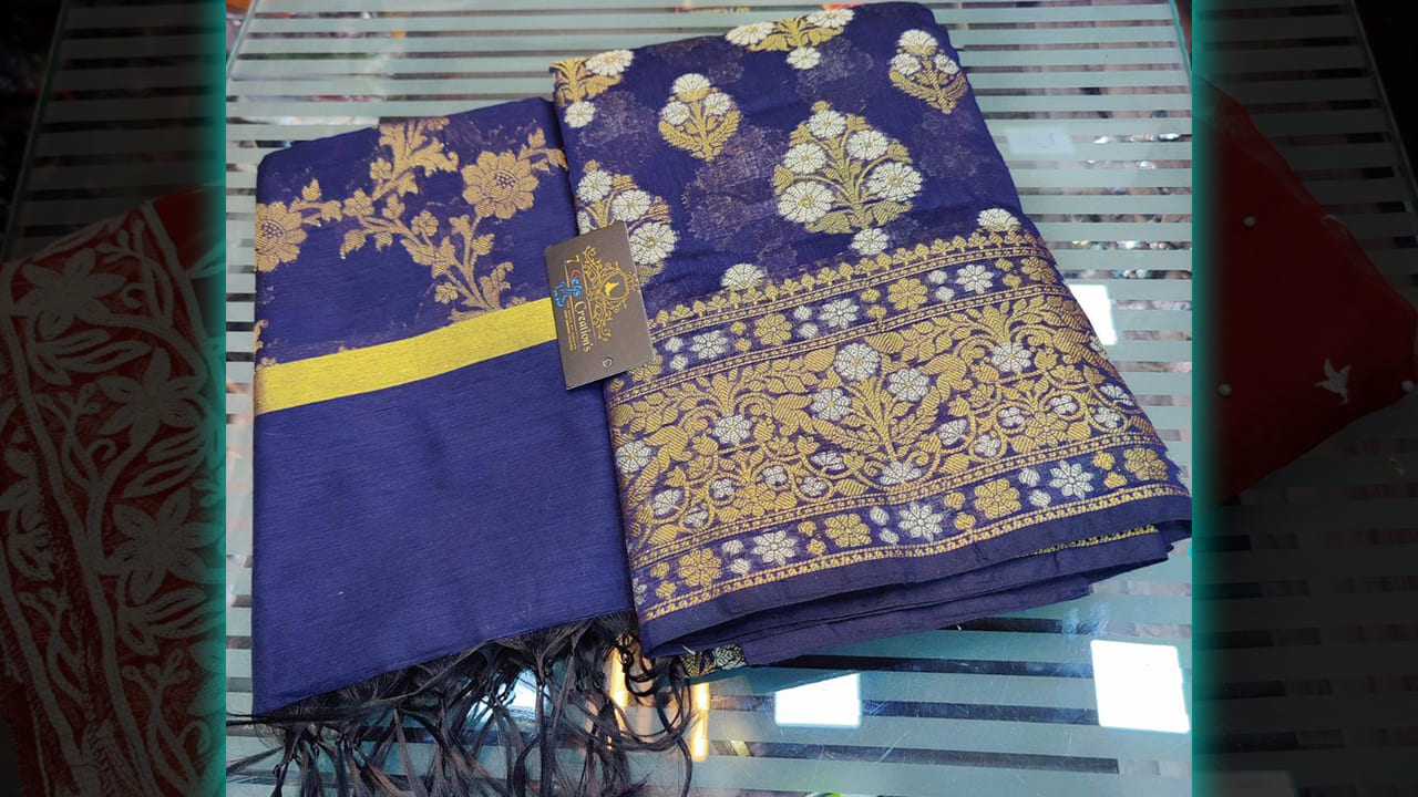 7 Seas Creation's Suits | Pure Banarsi Silk Dual Tone Shade & Both Sided Fancy Border Lace