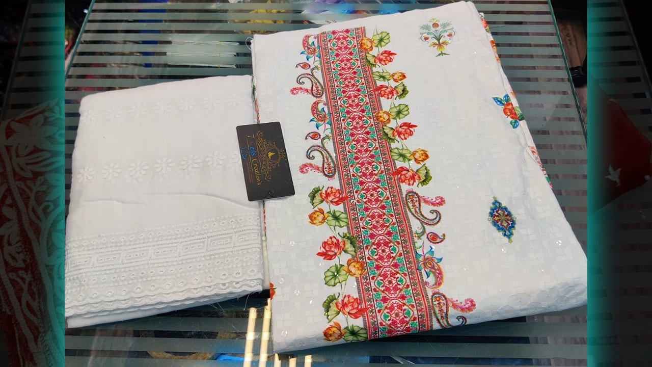 7Seas Creation's Suits | Pure Cotton With Beautiful Chikankari Embroidery & Sequins Work #shorts
