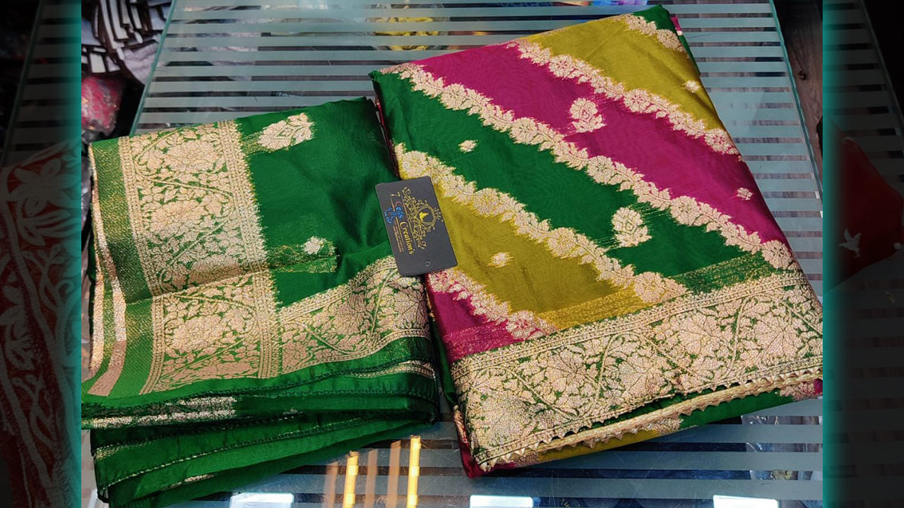 7 Seas Creation's Top Suits | Organza With Beautiful Multi-Colored Print & Weaving All Over