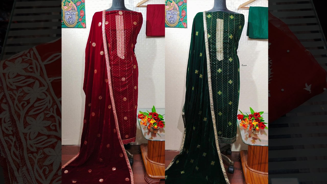 DIVINE FAB LATEST SUITS | LIBAAS COLLECTION | PURE VELVET FULL FRONT SEQUENCED SHIRT