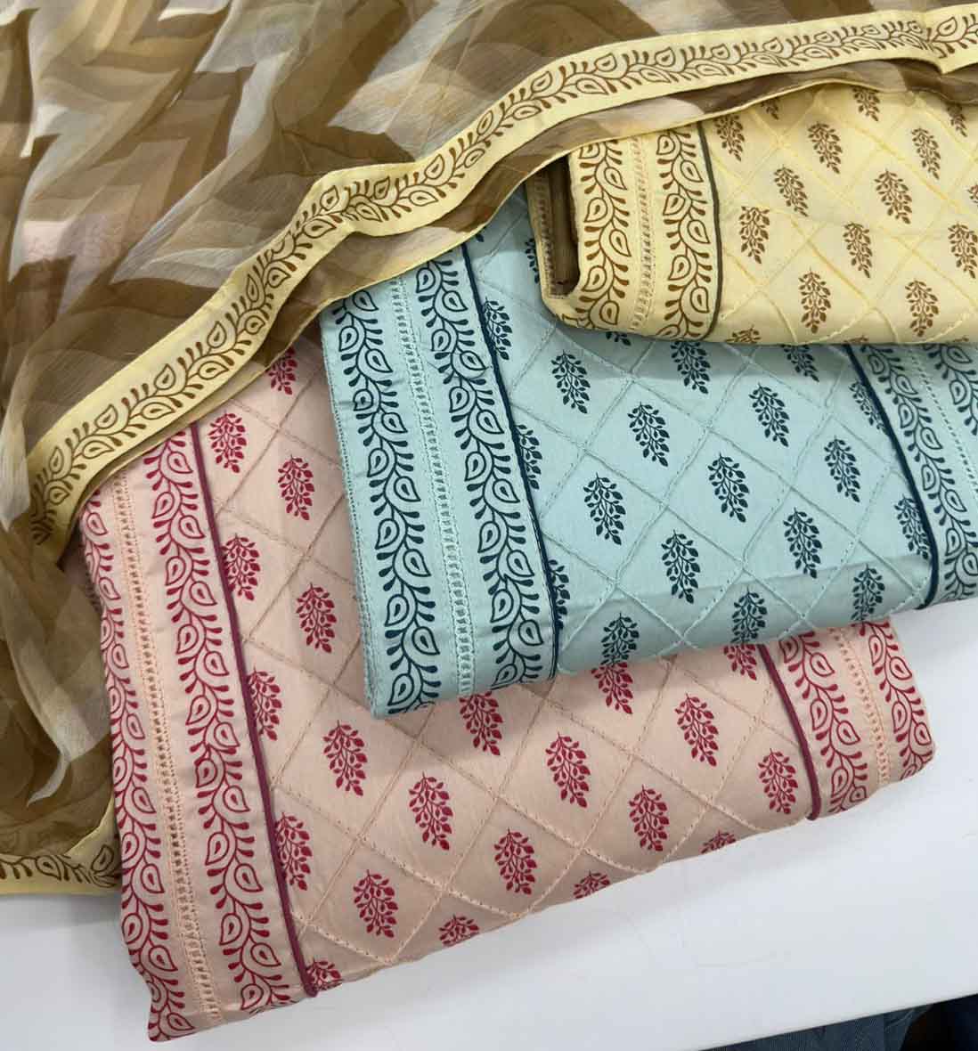 DIVINE MESSENGER | Divine Fab Latest Ladies Suits | pintex work Dupatta pure chiffon printedBottom pure cotton