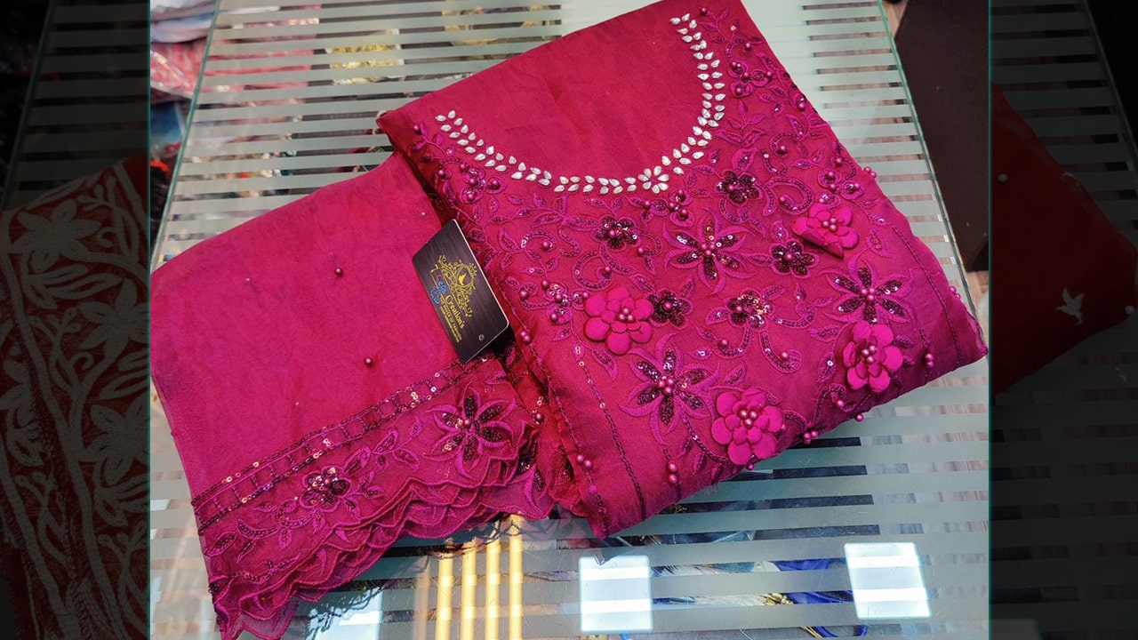 7 Seas Latest Suits | Organza Heavy Embroidery, Sequins With Mottis Work All Over