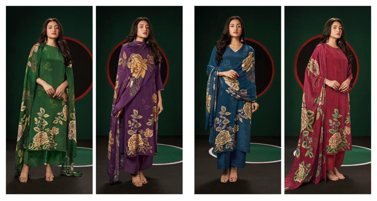 DIVINE MESSENGER | Divine Fab Latest Ladies Suits | PREMIUM BEMBERG SILK PRINTED VISCOSE SILK SOLID