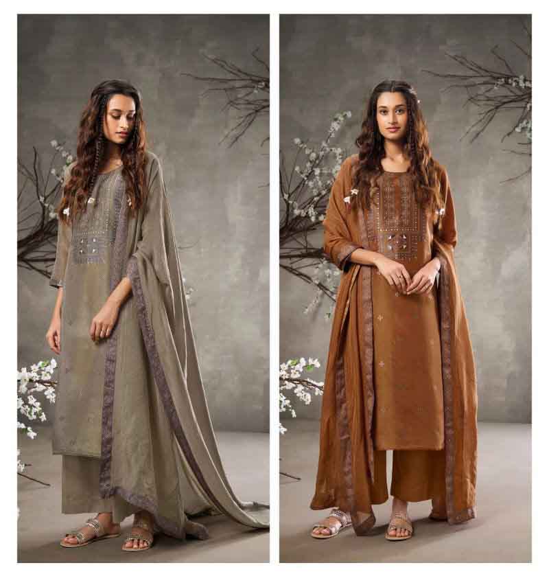 DIVINE MESSENGER | Divine Fab Latest Ladies Suits | VISCOSE SILK JACQUARD SOLID COLOR EMBROIDERY & LACE FOR DAMAN