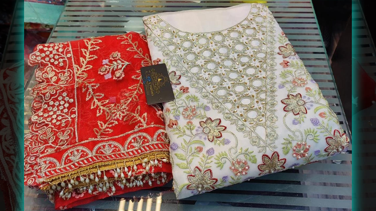 7Seas Creation's Latest New Suits | Fancy Latkans Lace On Daman And Sleeves