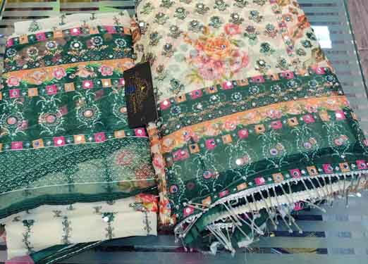 Santoon latkans laces used on daman to enhance the beauty  Front & back printed Including sleeves