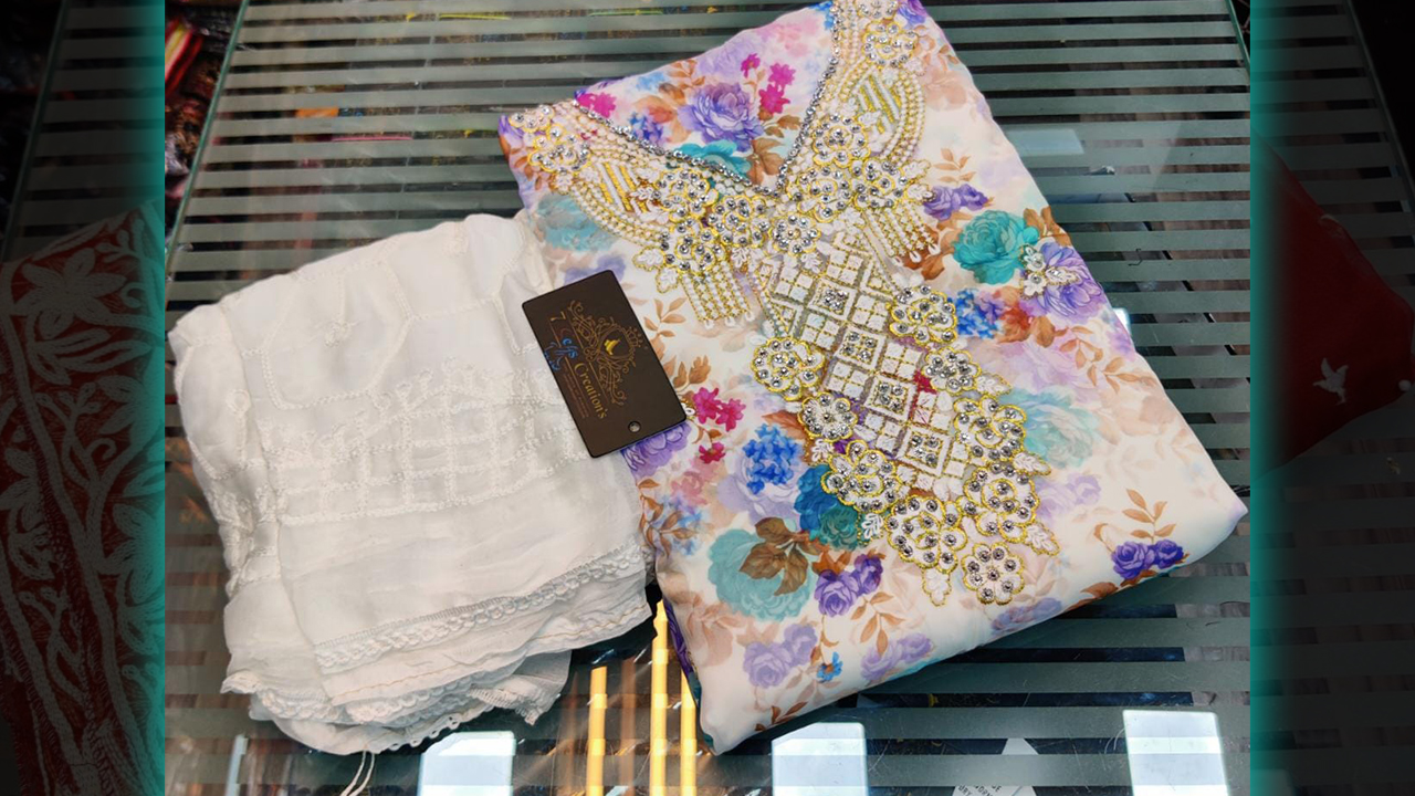 7 Seas Suits | New Design | Georgette With Beautiful Embroidery Work & Digital Printing