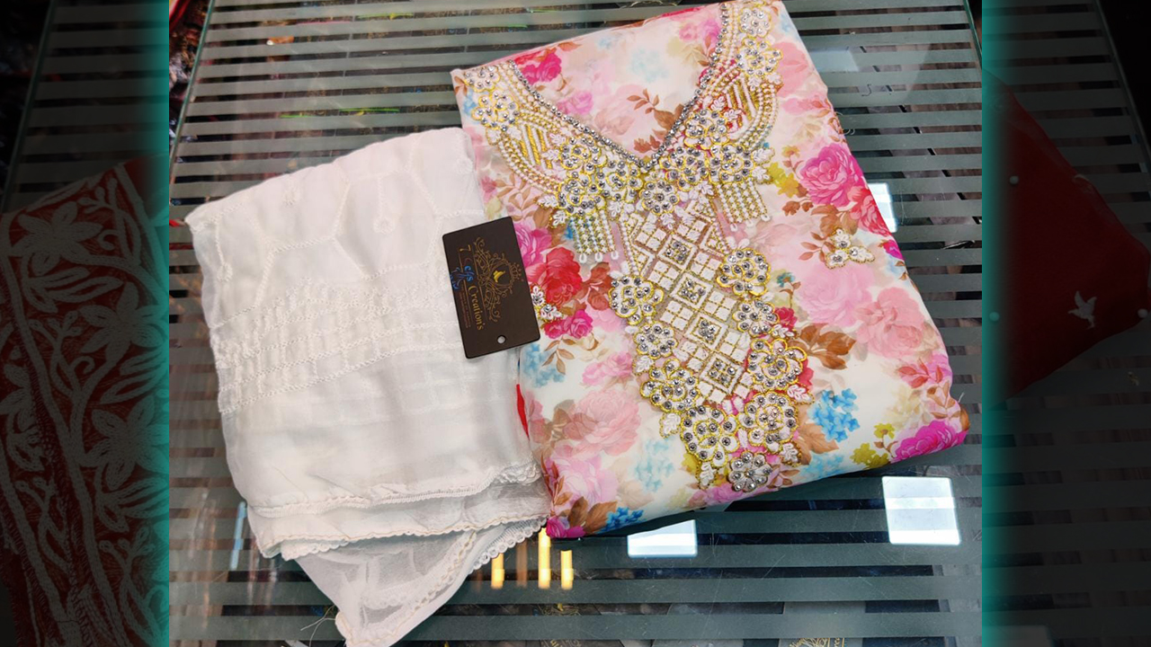 7 Seas Latest ladies Suits | New Design | Georgette Beautiful Embroidery Work & Digital Printing