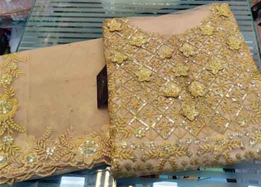 Super net with beautiful & heavy embroidery,sequins and Mottis work all over 3D flowers sequins work