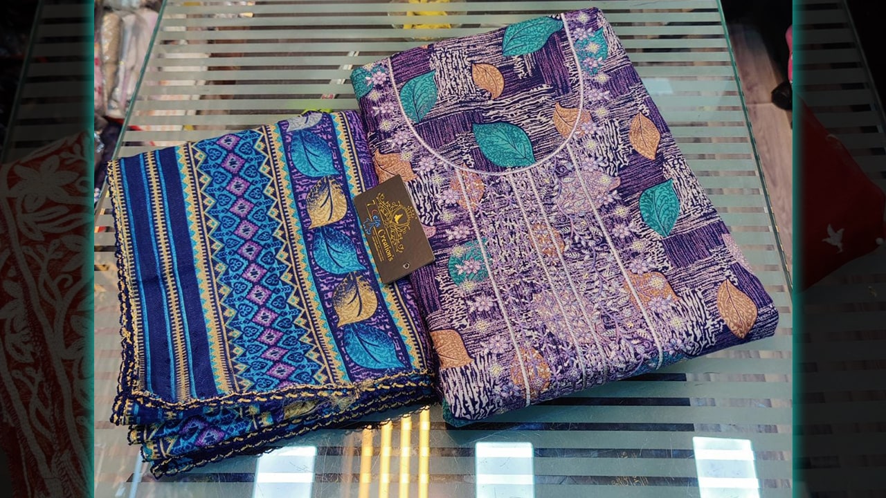 7 Seas Latest Suits | Pashmina Embroidery Work On Neck & Digital Printing All Over