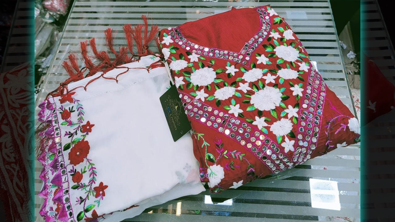 7Seas Creation's Suits | Pure Georgette With Absolutely Beautiful & Heavy Multi-Colored Embroidery