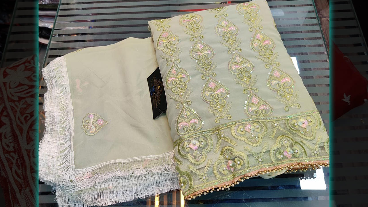 7 Seas Creations Suit | Georgette Beautiful Multi-Colored Embroidery Work All Over