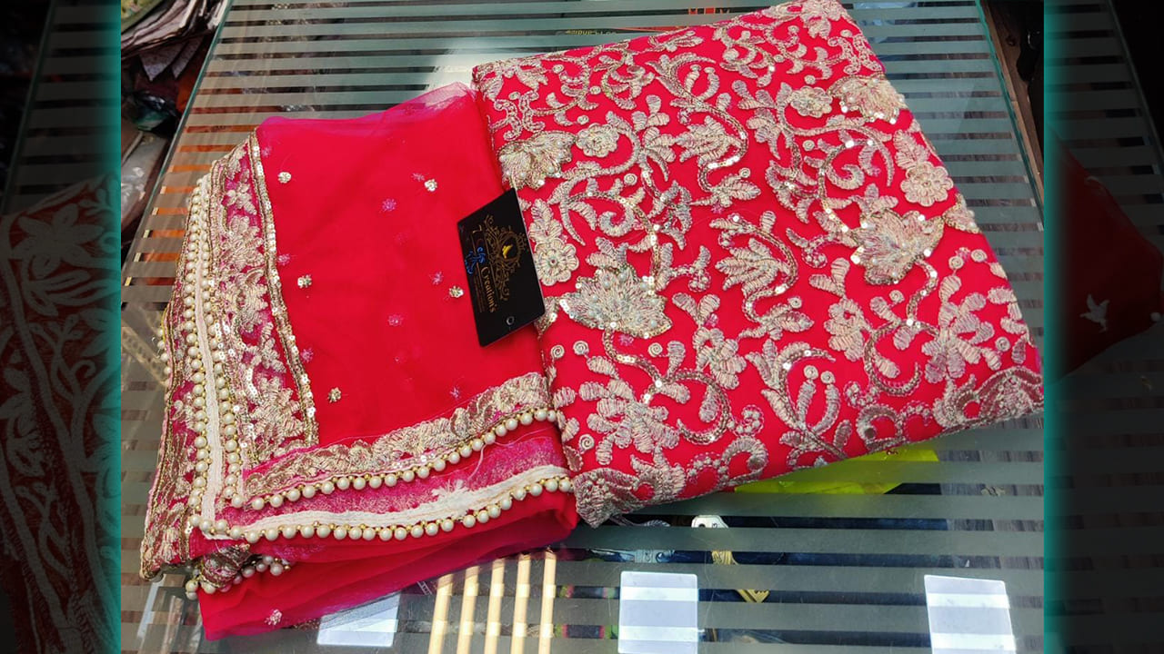 7seas Creation's Latest Top Suits | Super Net Beautiful Heavy Embroidery Pearls & Sequence Work All Over