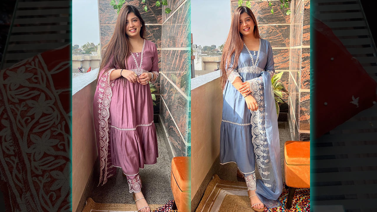 Divine Fab Latest Suits | Beautiful Muslin Anarkali Suit With Thread Embroidery