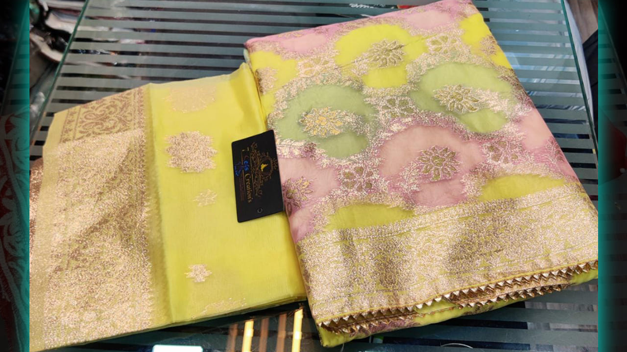 7 Seas Creations Latest Suits | Organza Beautiful Multi-Colored Print & Weaving all Over