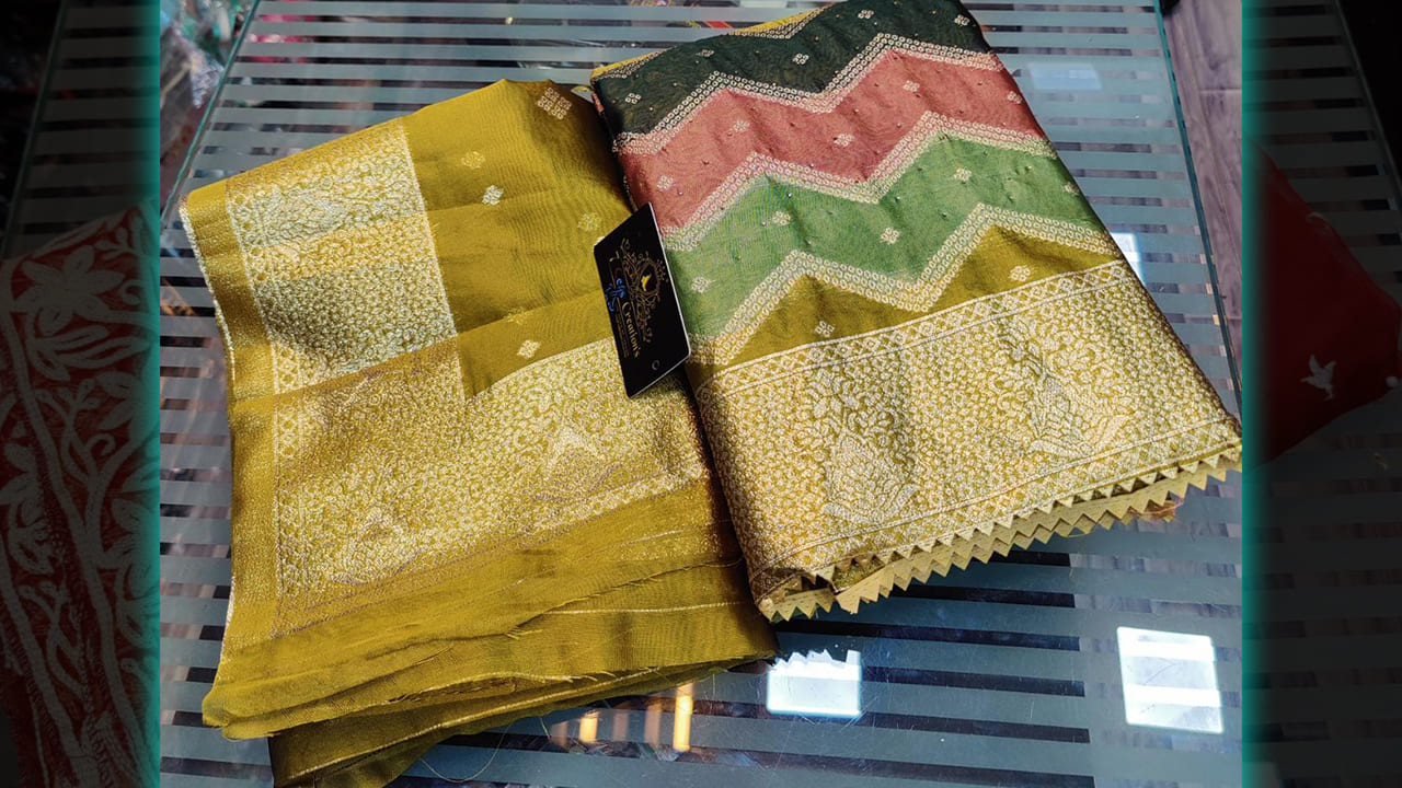 7 Seas Creation's Suits | Organza 4 Sided Heavy Border & Beautiful Weaving All Over