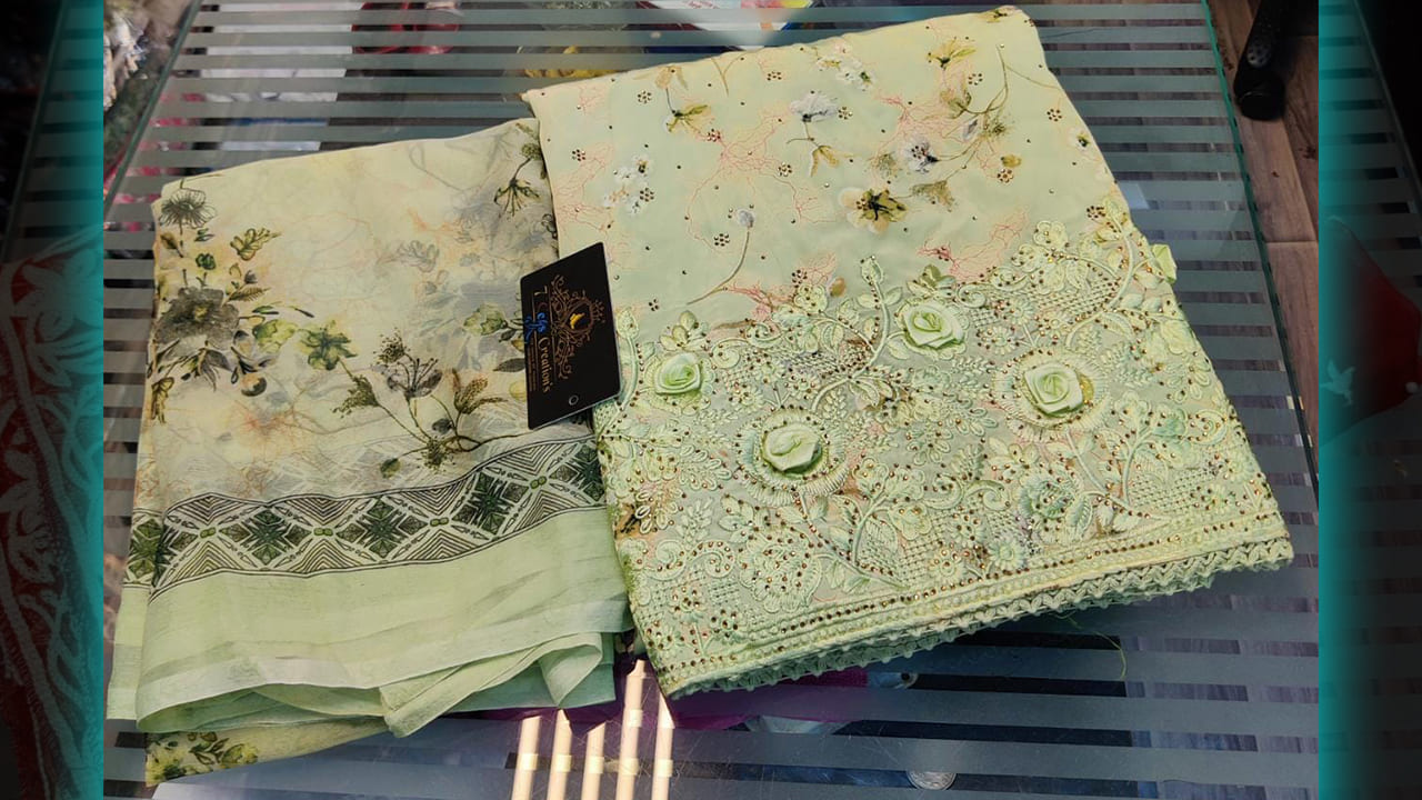 7Seas Creation's Suits | Pure Crepe Silk & Chiffon With Beautiful Digital Printing All Over