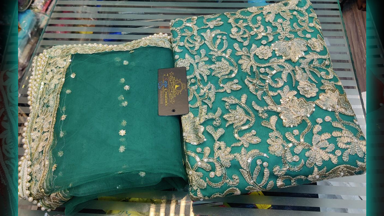 7seas Creation's Top Suits | Super Net With Beautiful Heavy Embroidery Pearls & Sequence Work All Over