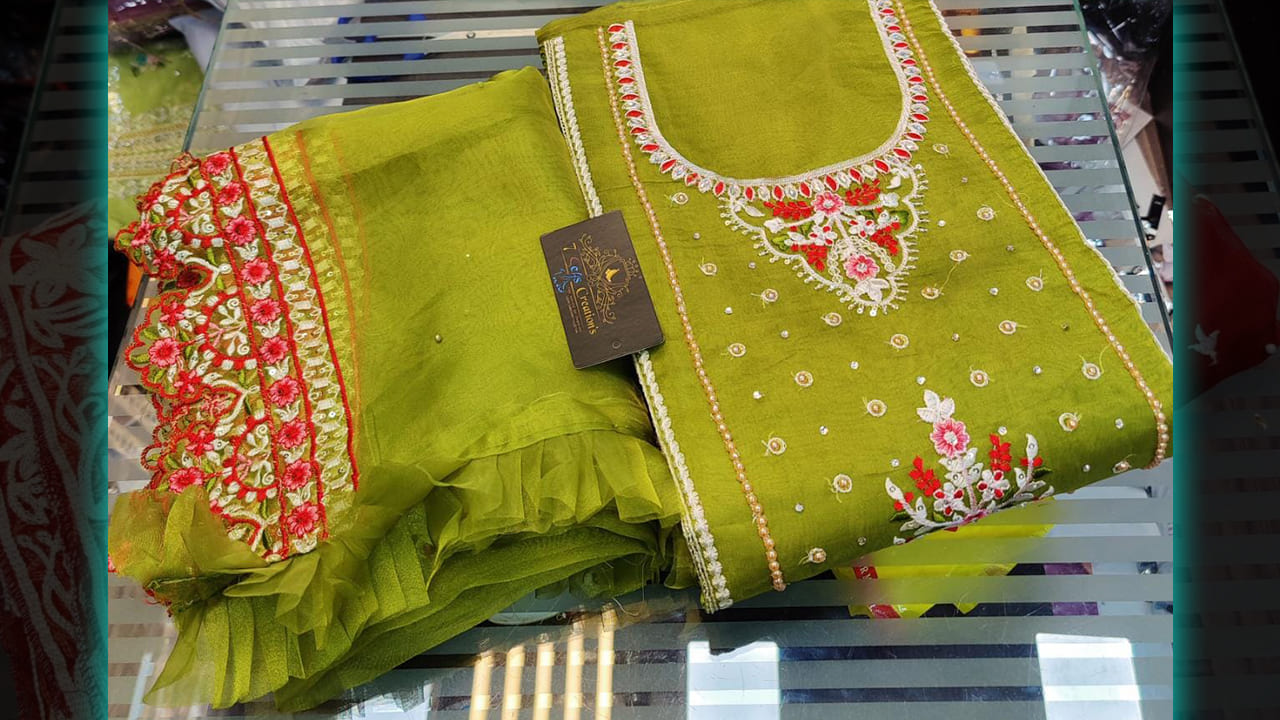 7Seas Creation's Suits | Organza with Multi-Colored Embroidery & Heavy Sequins Work All Over