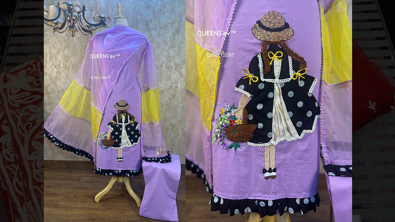 QUEENS'av™️ Suits | Premium Jute Chrochet Work | Designer Polka Dots Frills | Beautifully Made #suit