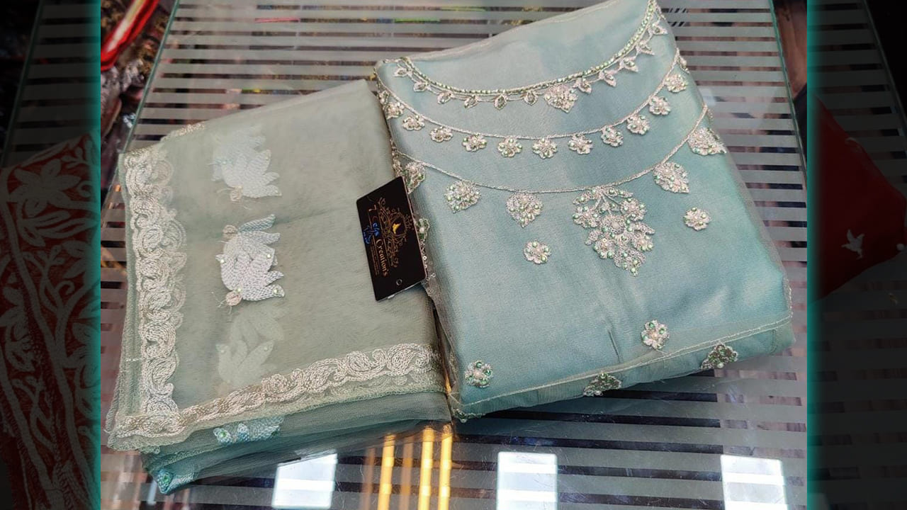 7 Seas Latest Suits |Super Net With Beautiful& heavy embroidery, Sequins, Mottis & diamond work