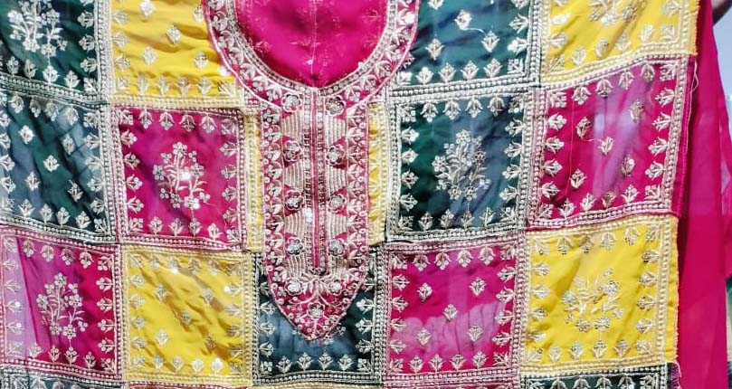 DIVINE MESSENGER Magenta Georgette embroidery heavy sequins work Multi-colored stitching ladies suits