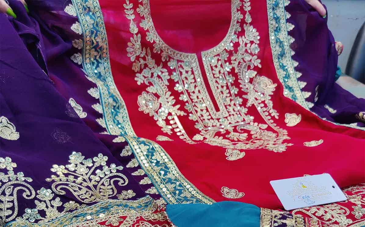 DIVINE MESSENGER Latest Ladies Suits | Georgette with double layered embroidery & sequins