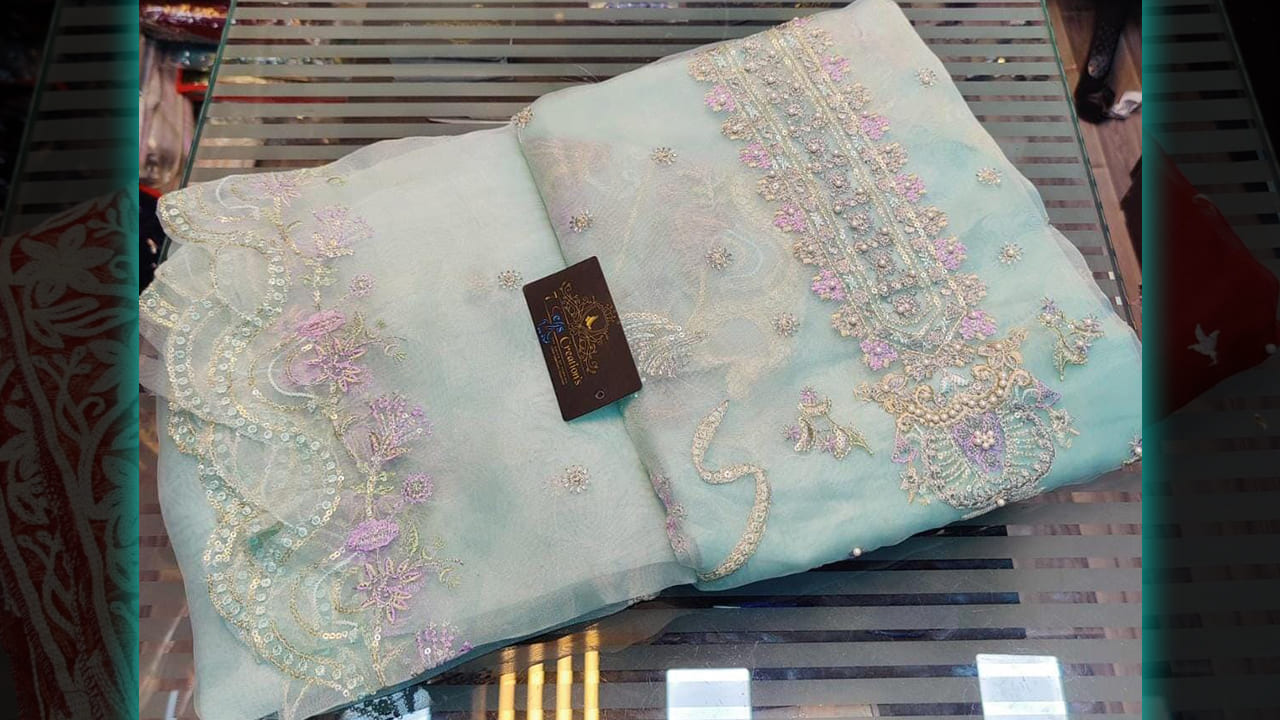 7 Seas Latest Suits | Organza Beautiful Multi-Colored Embroidery & Sequins Work All Over #Shorts