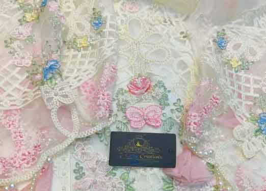 Organza gorgeous- embroidery, sequins-Mottis 3D flowers work allover 7Seas Creation's ladies -suits -1