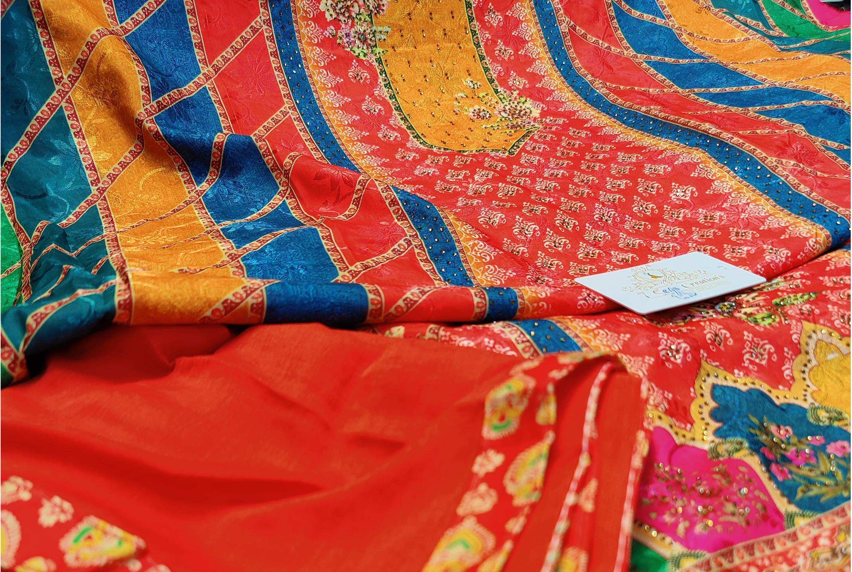 DIVINE MESSENGER | 
Orange Divine Fab Latest Ladies Suits | Chiffon Muslin jacquard with beautiful digital printing