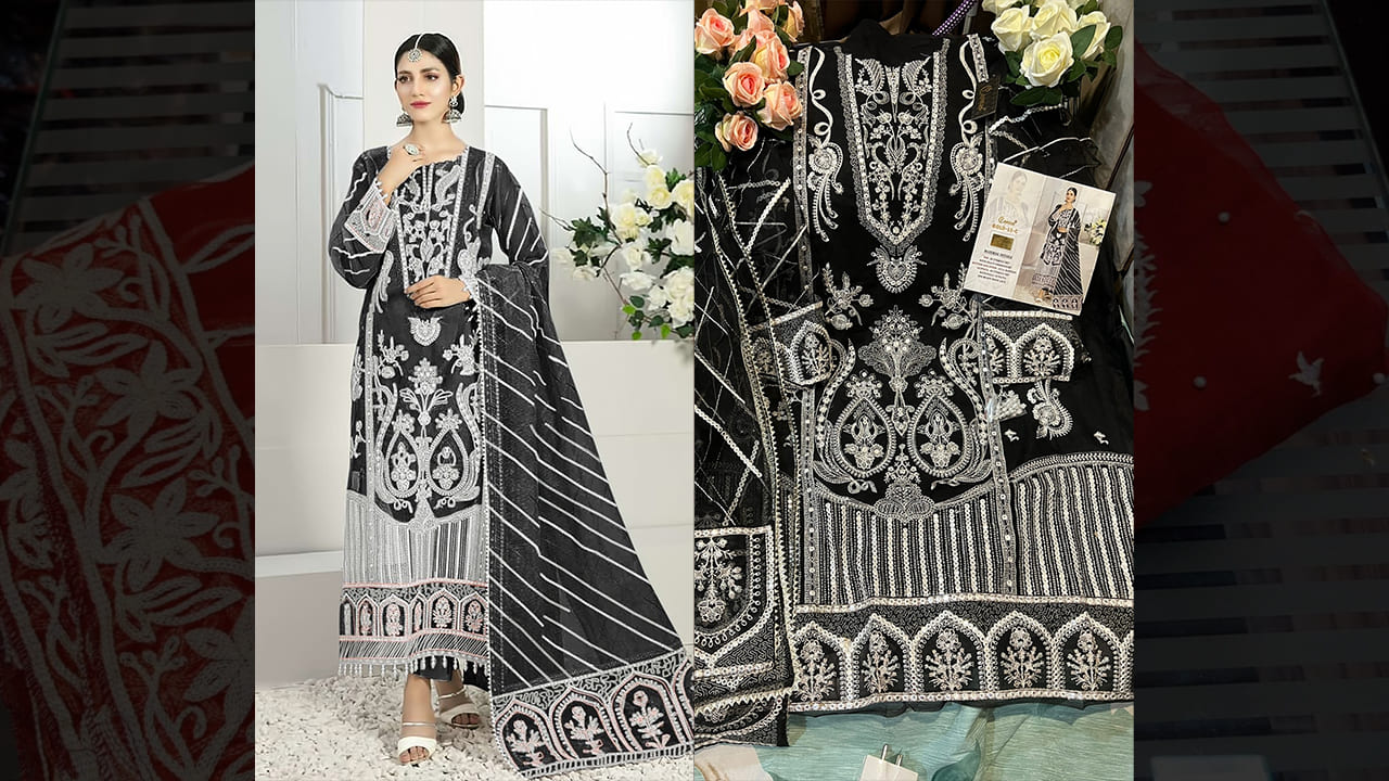 Divine Fab Latest Ladies Suits | Net With Heavy Embroidery Work | Semi Stich