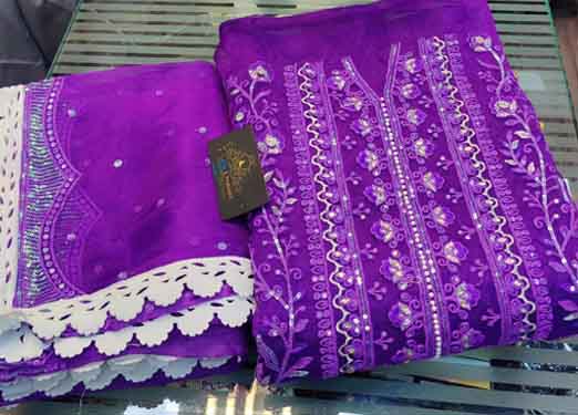 Mottis & diamond gorgeous embroidery, sequins  Heavy latkans laces