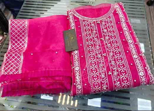 Mottis work Both sided heavy embroidery and rainbow sequins work
