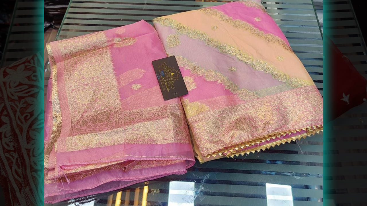7 Seas Creation's Latest Suits | Organza With Beautiful Multi-Colored Print & Weaving All Over