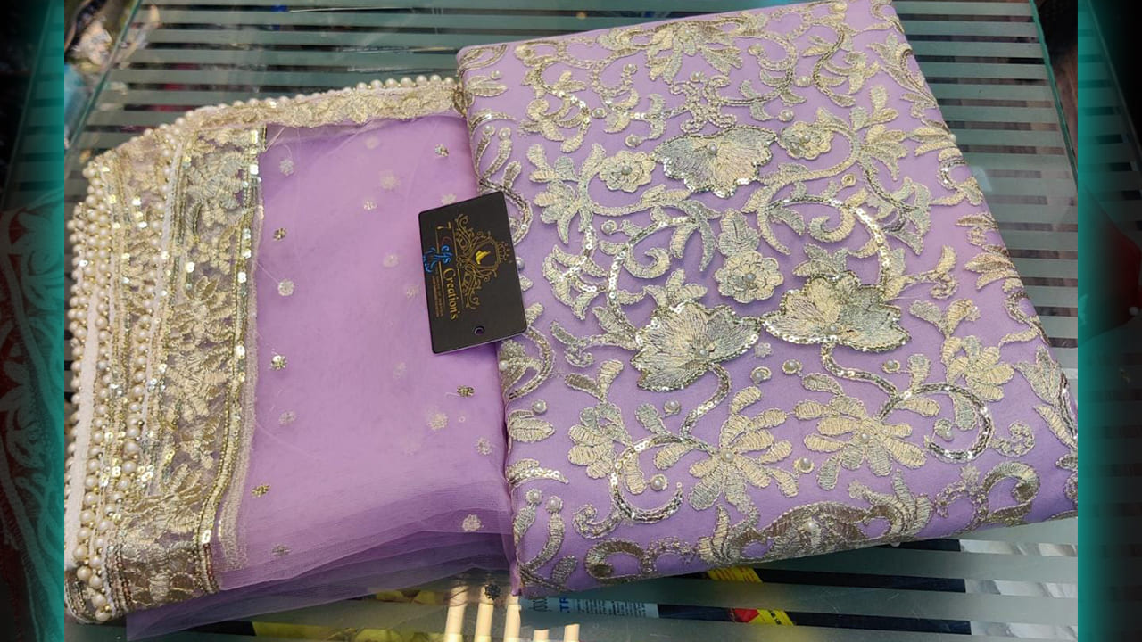 7seas Creation's Suits | Super Net With Beautiful Heavy Embroidery Pearls & Sequence Work All Over