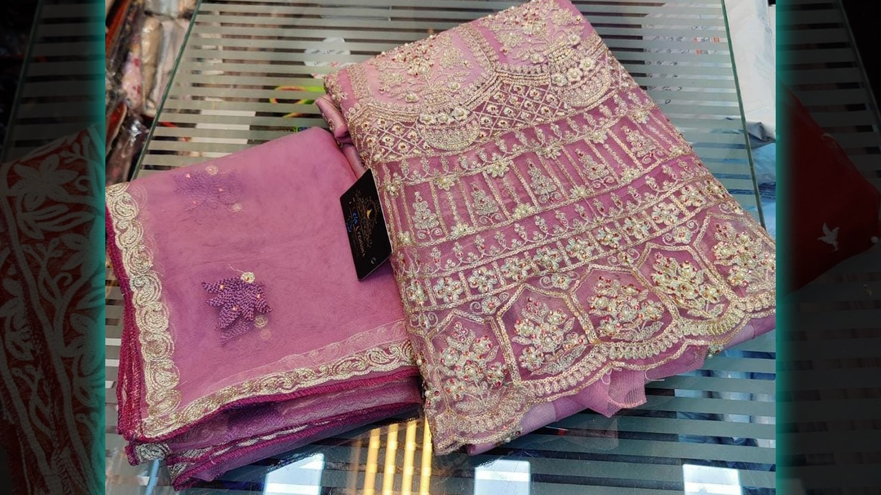 7 Seas Latest Gown | Super Net Beautiful And Heavy Embroidery, Sequins, Mottis & Diamond Work All Over