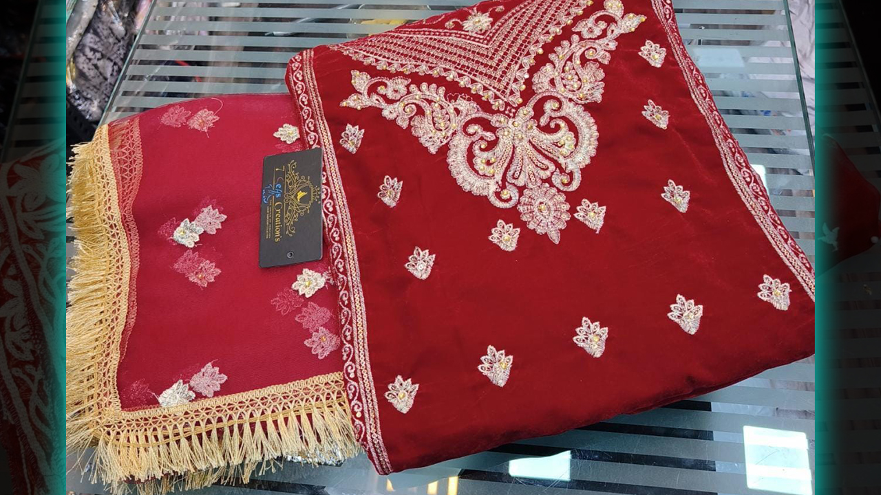 7 Seas Latest Suits | Pure 9000 Micro Velvet With Beautiful Embroidery & Sequins Work All Over