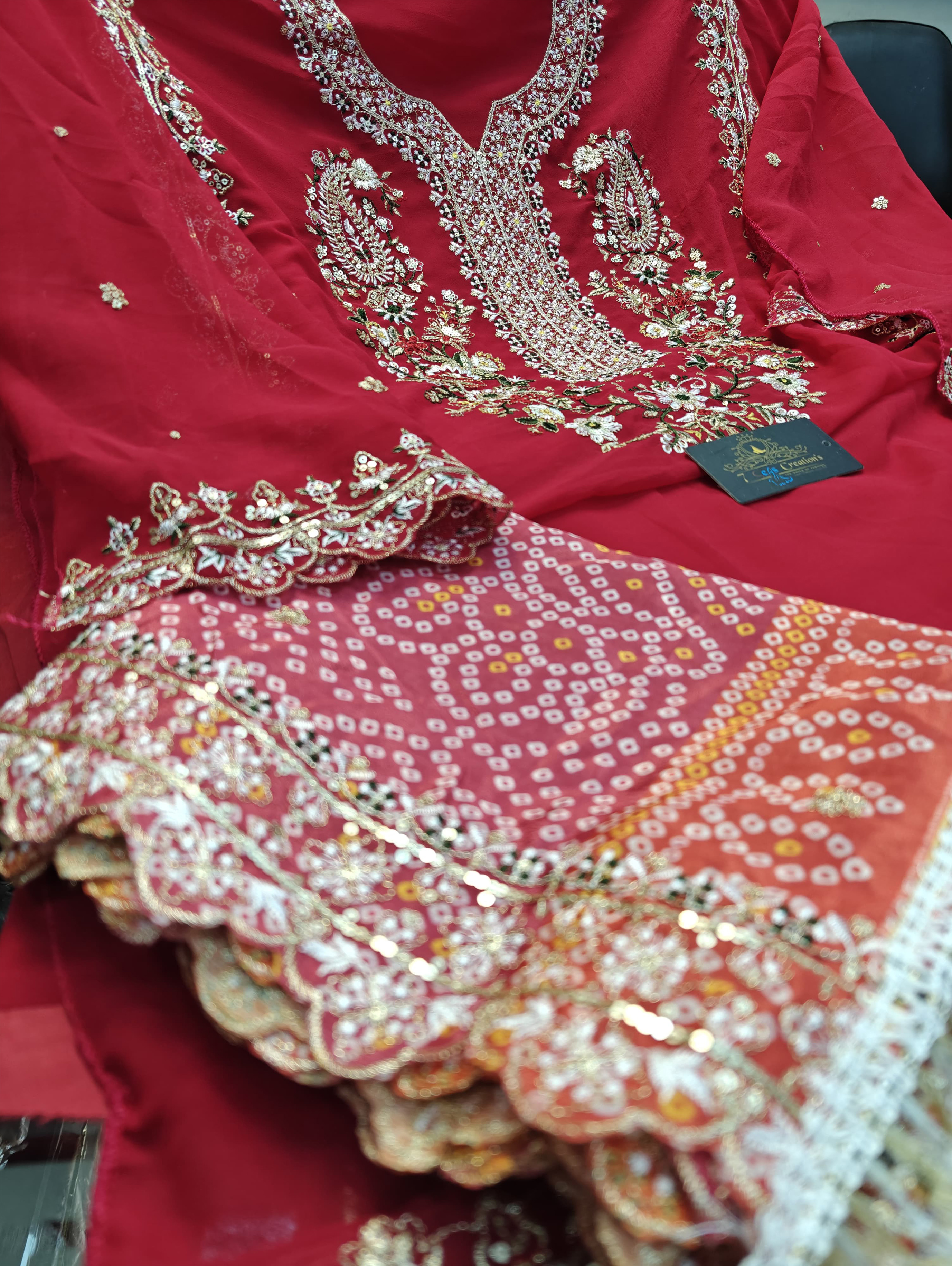 DIVINE MESSENGER | 01  Divine Fab Latest Ladies Suits | DUPATTA - Chinnon silk with beautiful bandhani
