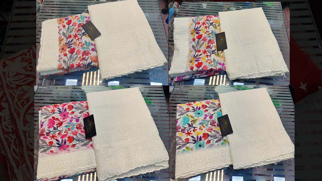 7Seas Creation's Suits | Pure Cotton Beautiful Chikankari Embroidery & Heavy Sequins Work All Over