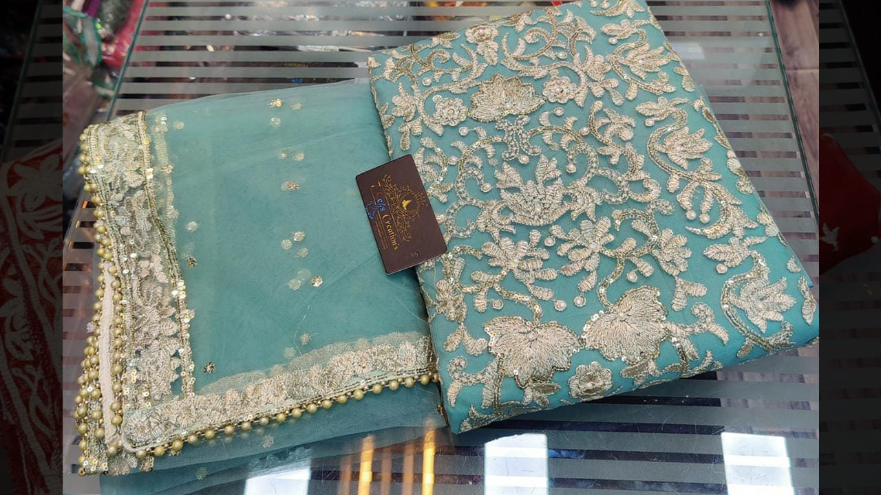 7 Seas Creation's Latest Suits | Super Net With Beautiful Heavy Embroidery Pearls & Sequence Work All Over