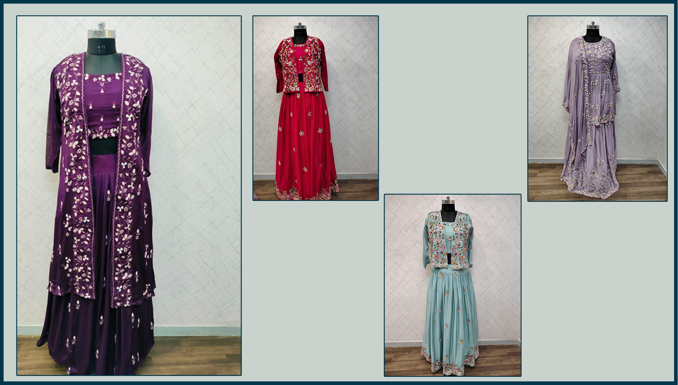 Divine Fab Latest Ladies Suits | chinon embroidered jacket with embroidered blauseBottoms pure