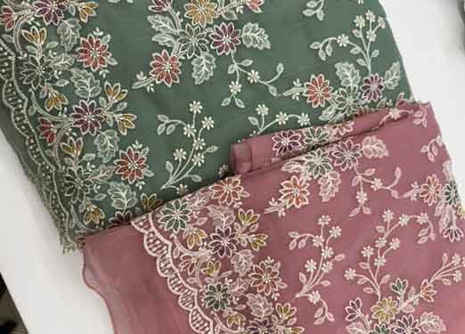 chiffon embroidered Dupatta pure organza chiffon embroidered