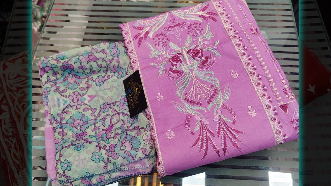 7 Seas Creation's Latest Suits | Pure Cotton Beautiful Self Embroidered & Printing All Over