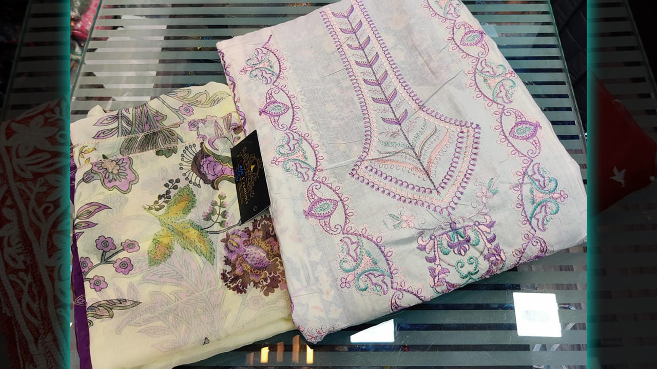 7 Seas Latest Suits | Pure Cotton With Beautiful Self Embroidered & Printing All Over