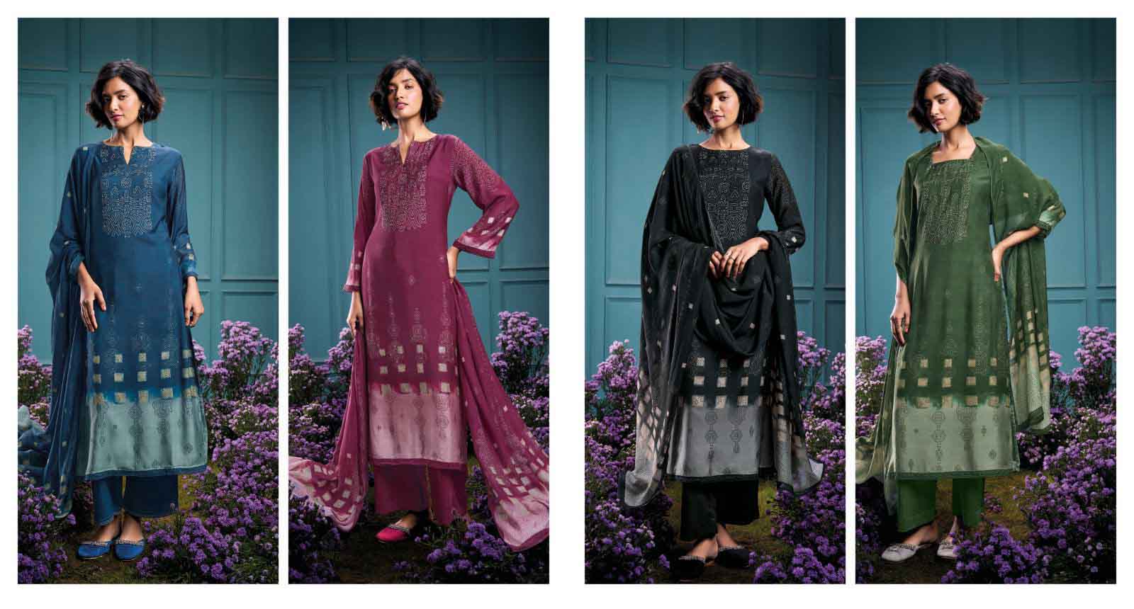DIVINE MESSENGER | Divine Fab Latest Ladies Suits | PREMIUM BEMBERG SILK PRINTED WITH EXTRA SLEEVES