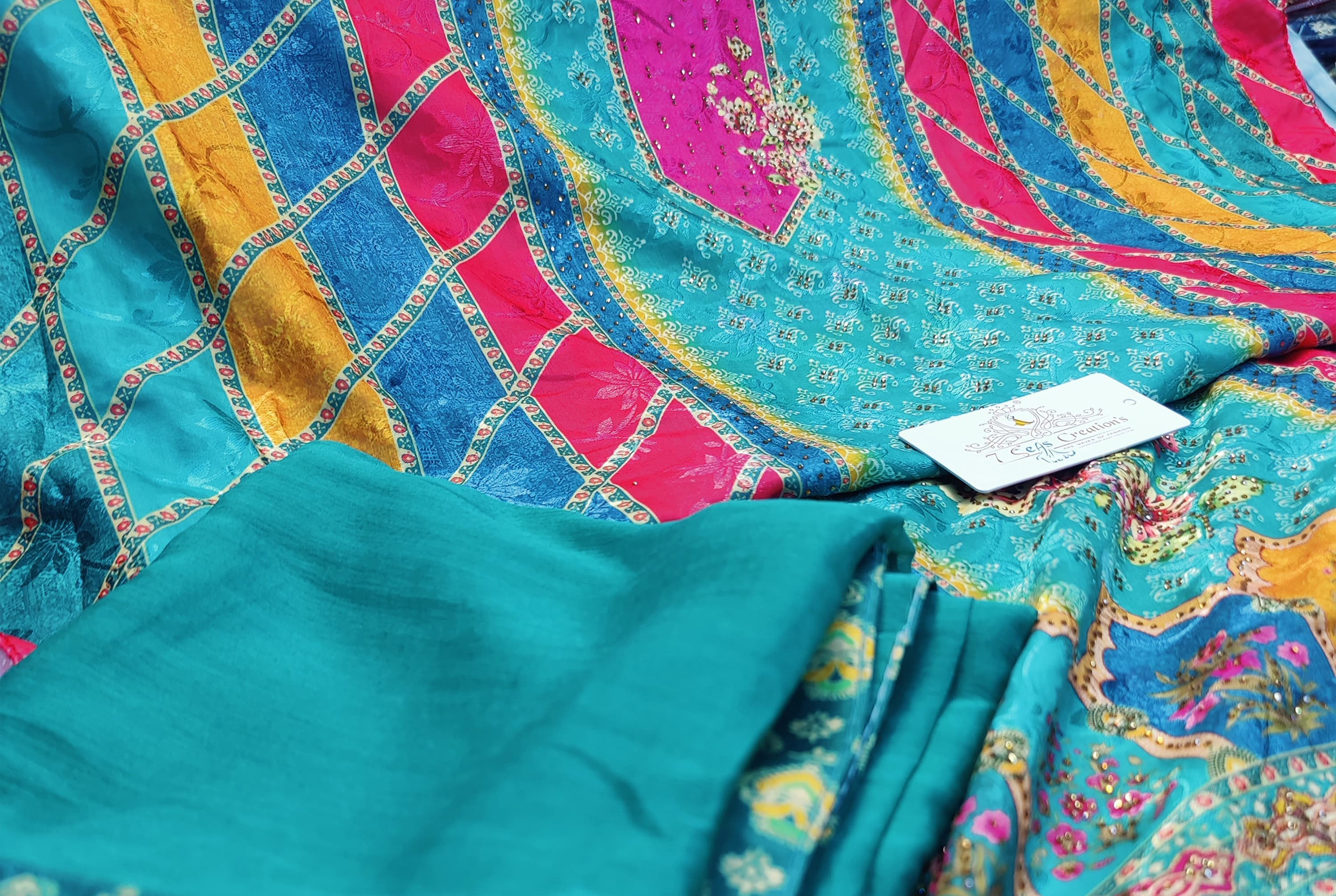 DIVINE MESSENGER |  Blue Divine Fab Latest Ladies Suits | Muslin jacquard with beautiful digital printing & diamond