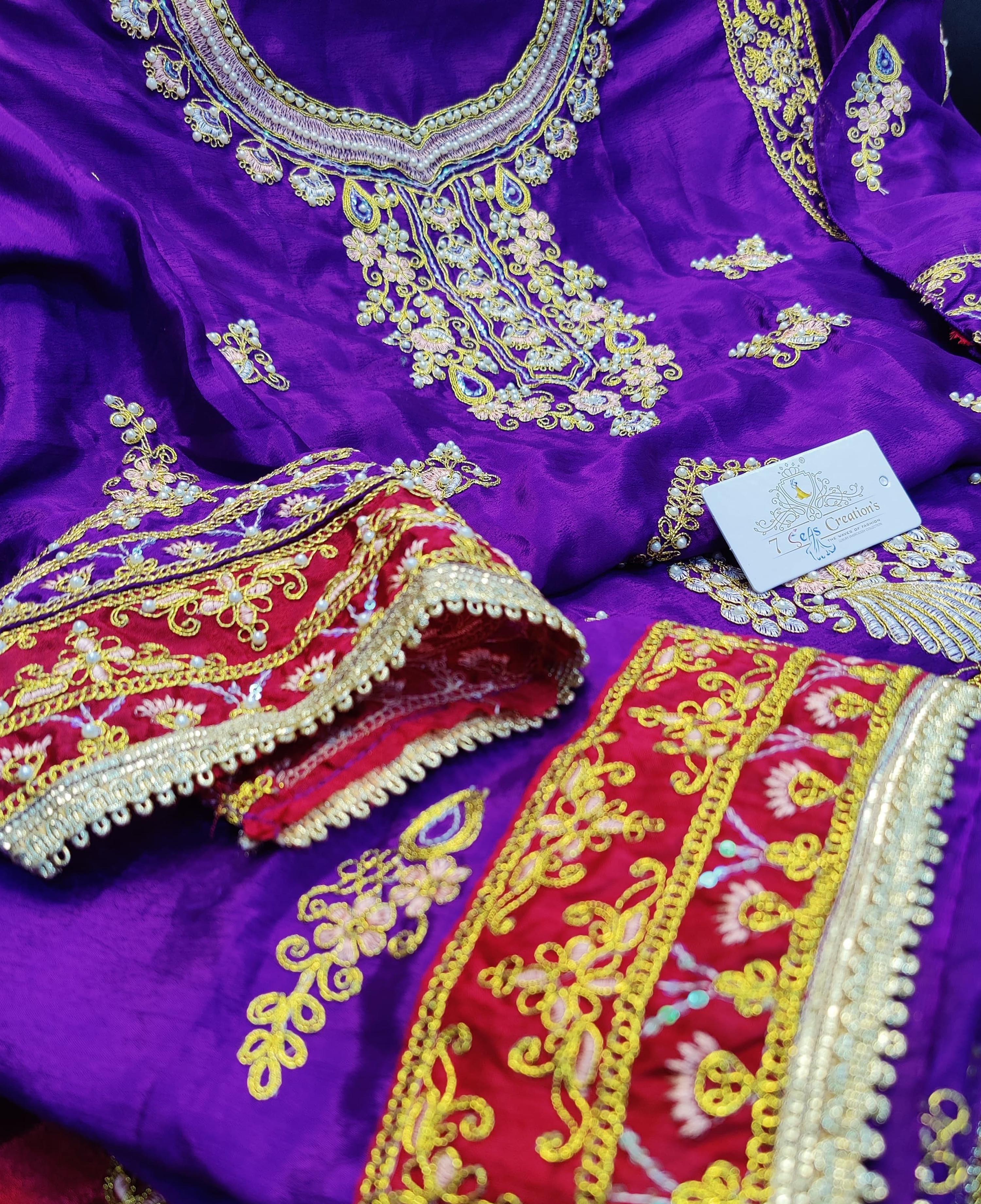 DIVINE MESSENGER | Divine Fab Latest Ladies Suits | Multi-colored embroidery, rainbow sequins & Mottis work Contrast