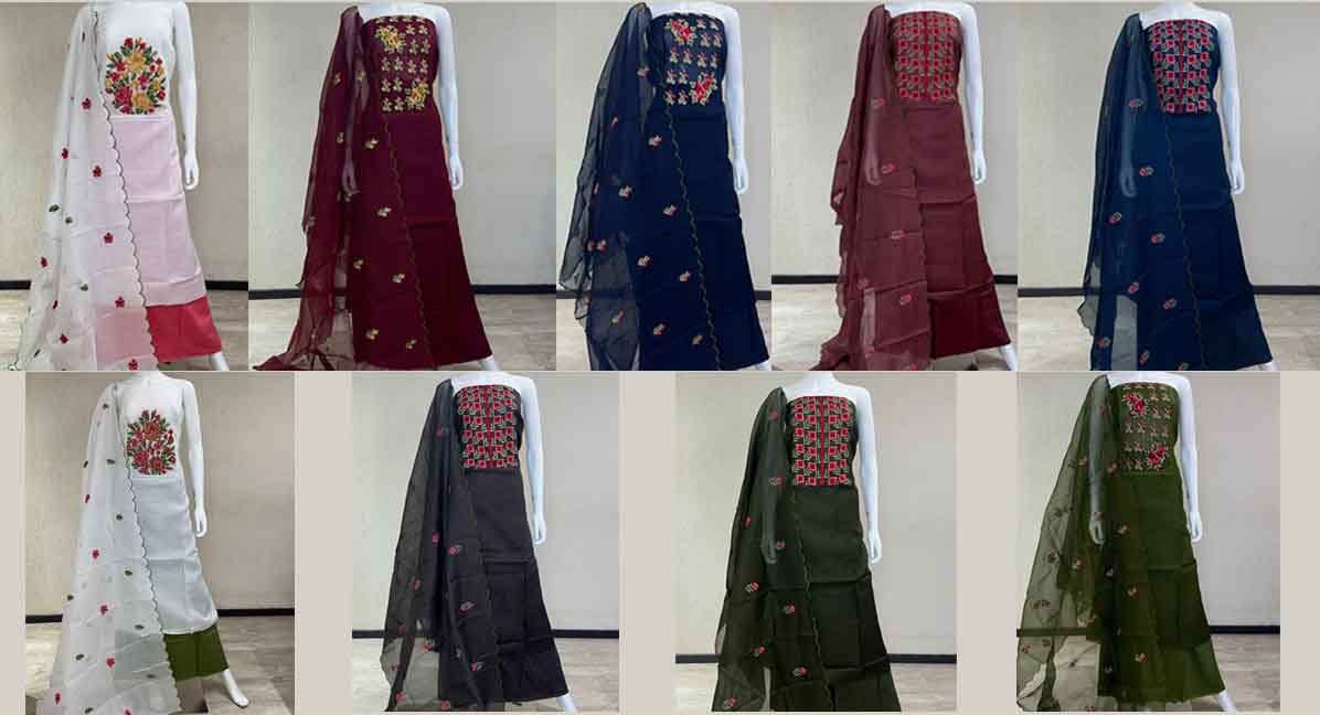 DIVINE MESSENGER Latest Ladies Suits | pure kota cross stitch embroidered Dupatta pure kota embroidered
