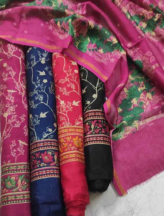 DIVINE MESSENGER Latest Ladies Suits | pure Chanderi print dupatta . Santoon material. each Designs