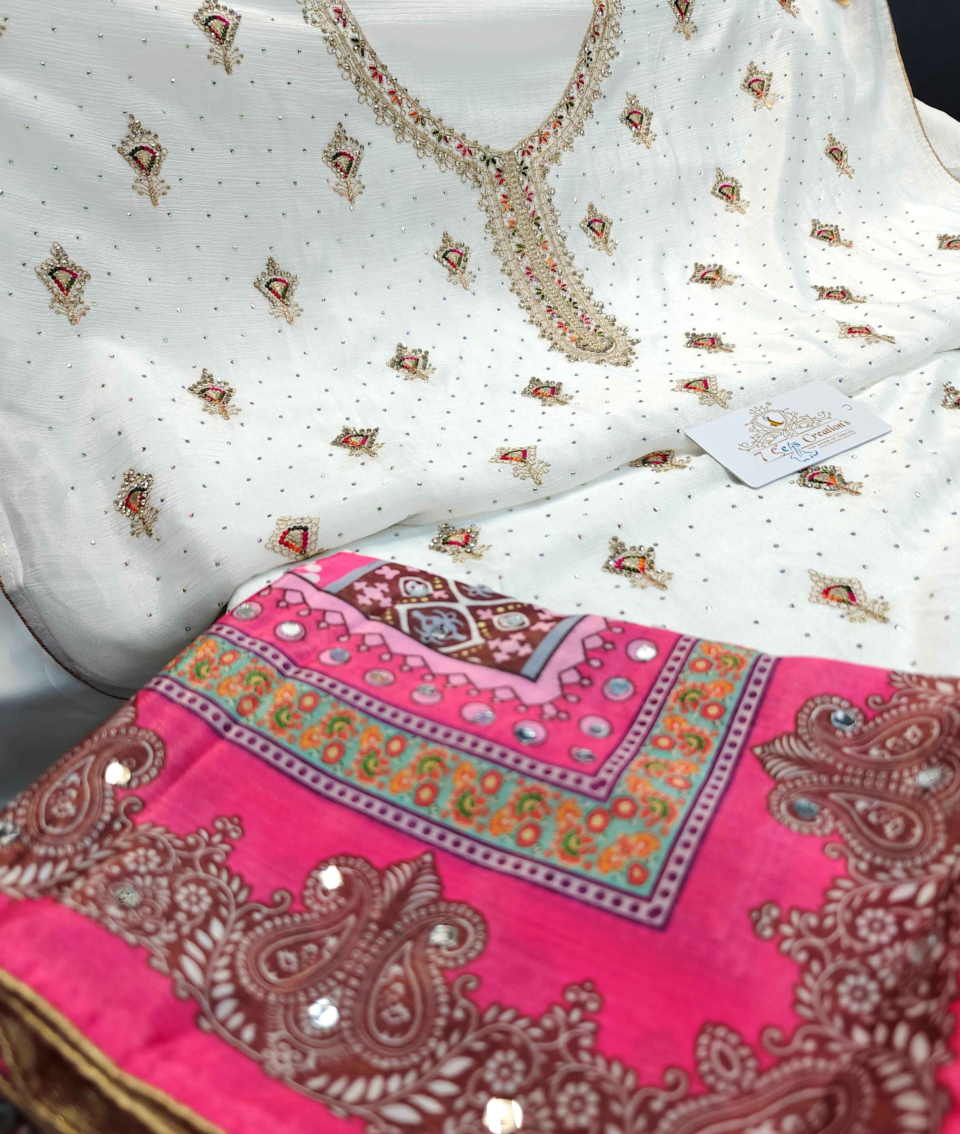 DIVINE MESSENGER | Divine Fab Latest Ladies Suits | Chinnon silk with beautiful Multi-colored embroidery & heavy jarkan